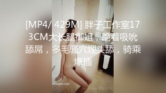 [MP4/ 429M] 胖子工作室173CM大长腿御姐，跪着吸吮舔屌，多毛骚穴埋头舔，骑乘爆插